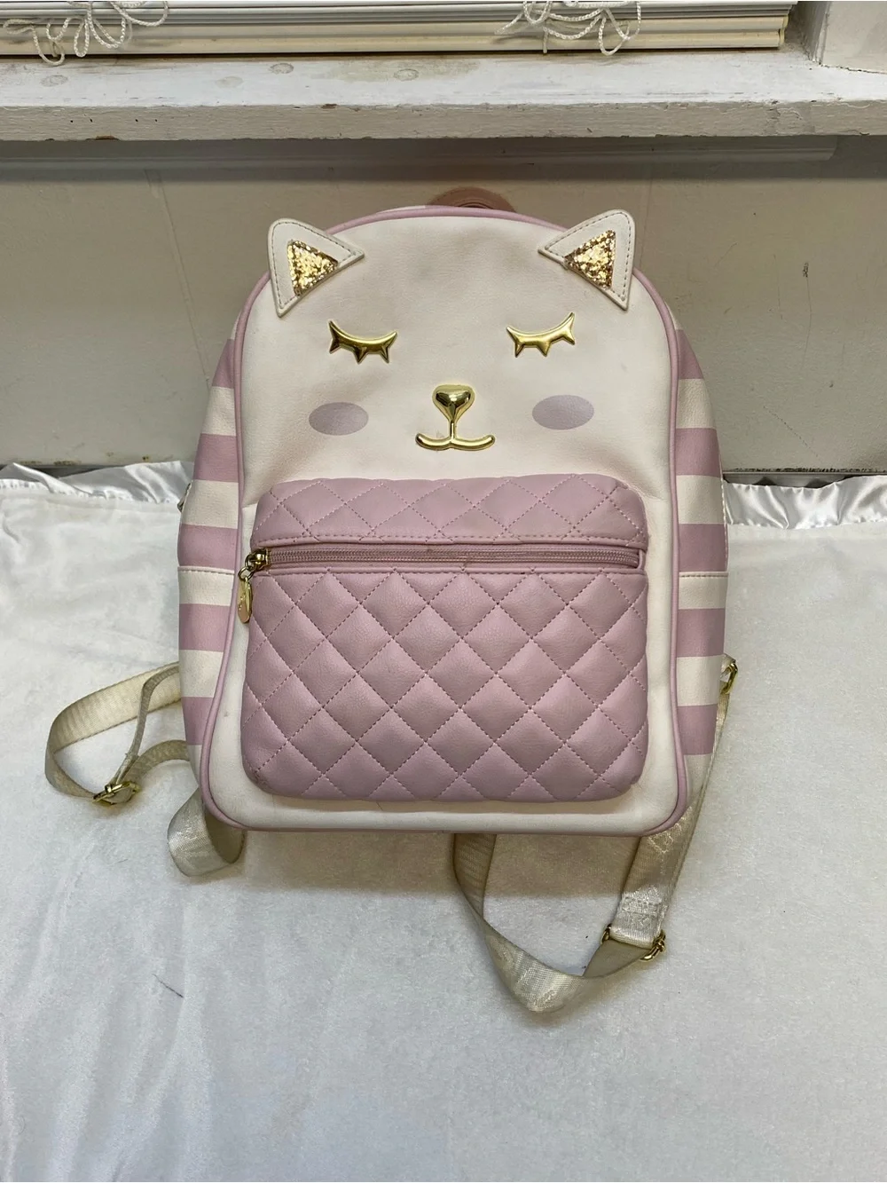 Luv Betsey Johnson Pink White Cat Backpack